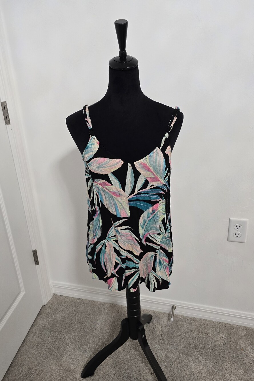 torrid Black Tropical Leaf Print Cami with Pastel Pink & Mint